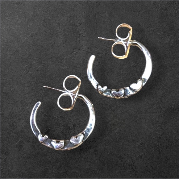 Jes MaHarry Jewelry - Jes MaHarry Stars & Hearts Delicate Sterling Silver Hoops Posts Organic Earrings